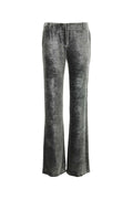 Alberta Ferretti Women Silver Velvet Wide-Leg Pant