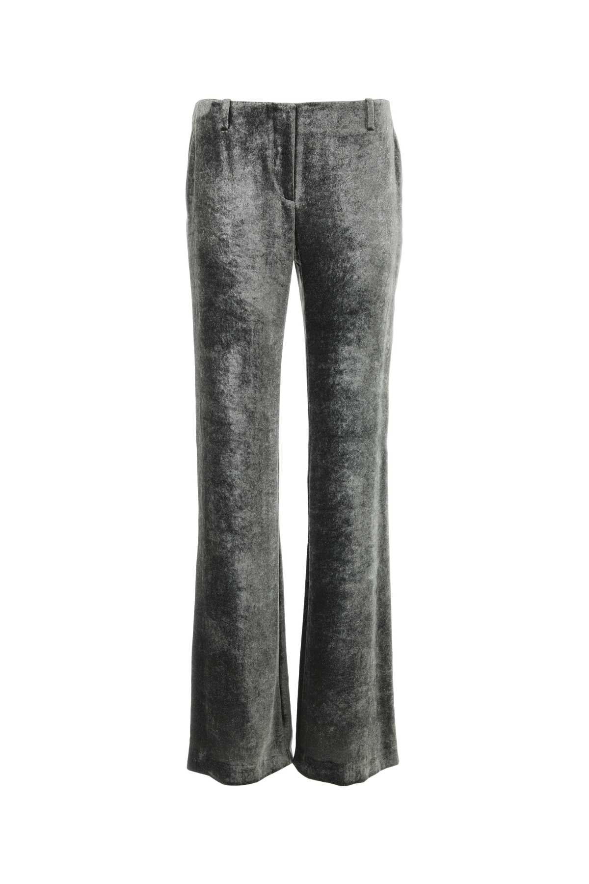 Alberta Ferretti Women Silver Velvet Wide-Leg Pant