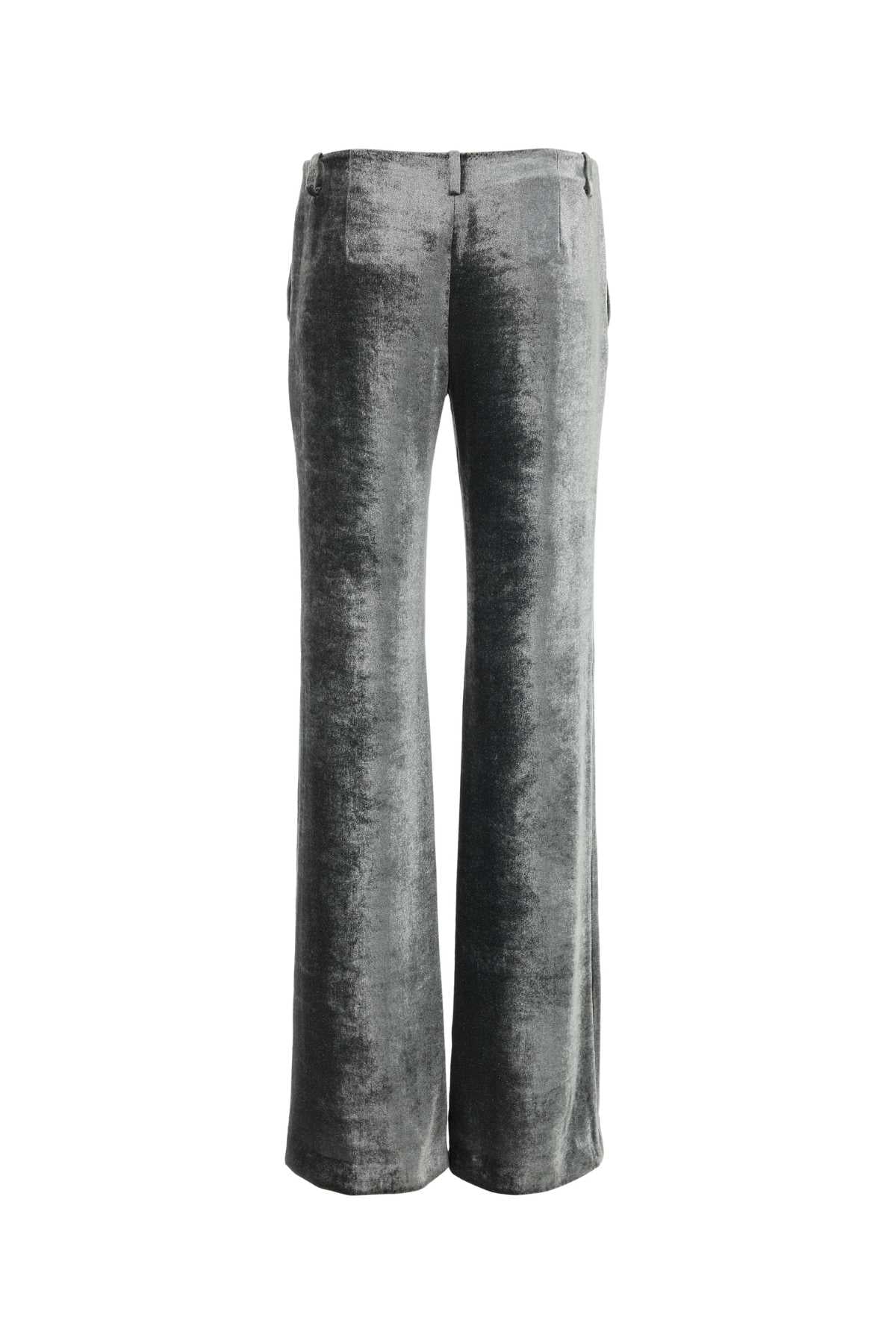 Alberta Ferretti Women Silver Velvet Wide-Leg Pant