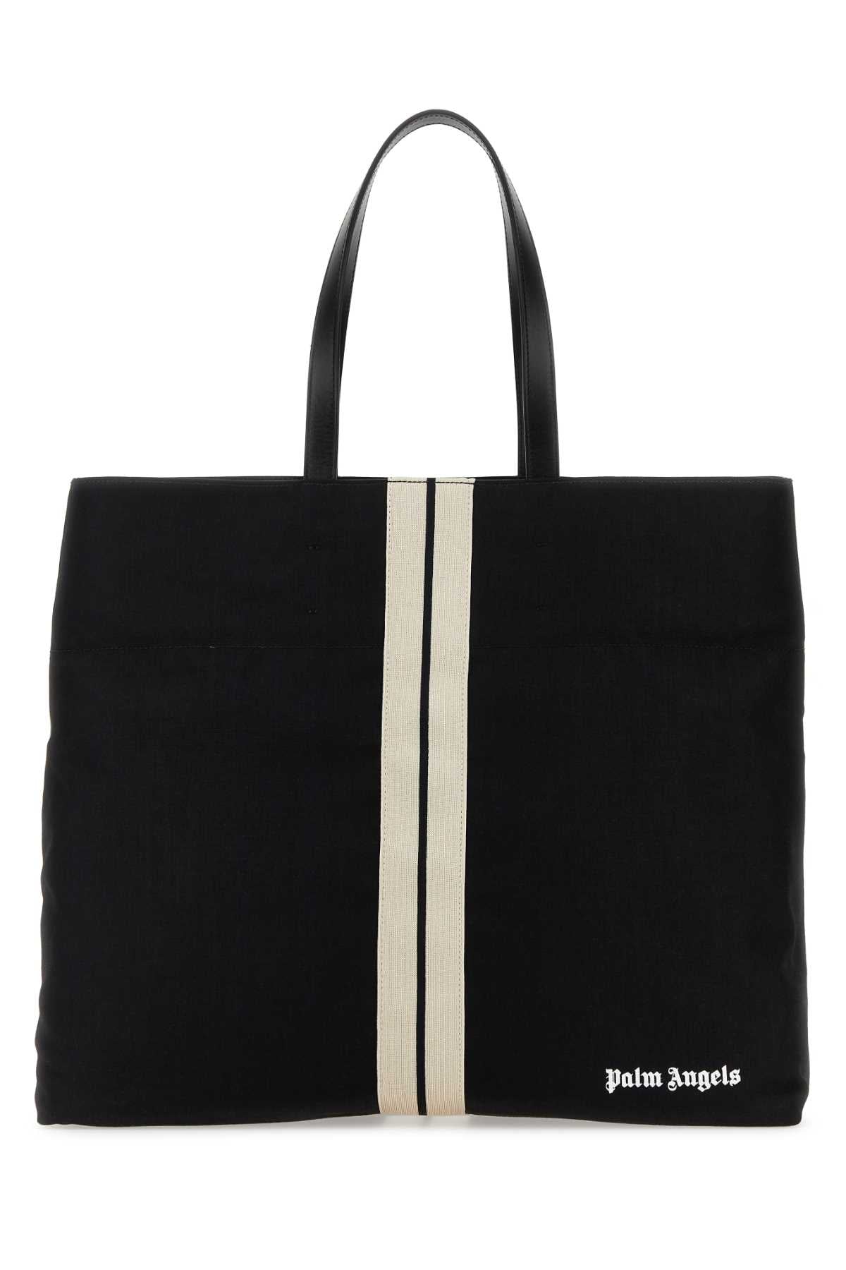 Palm Angels Men Black Canvas Shopping Bag