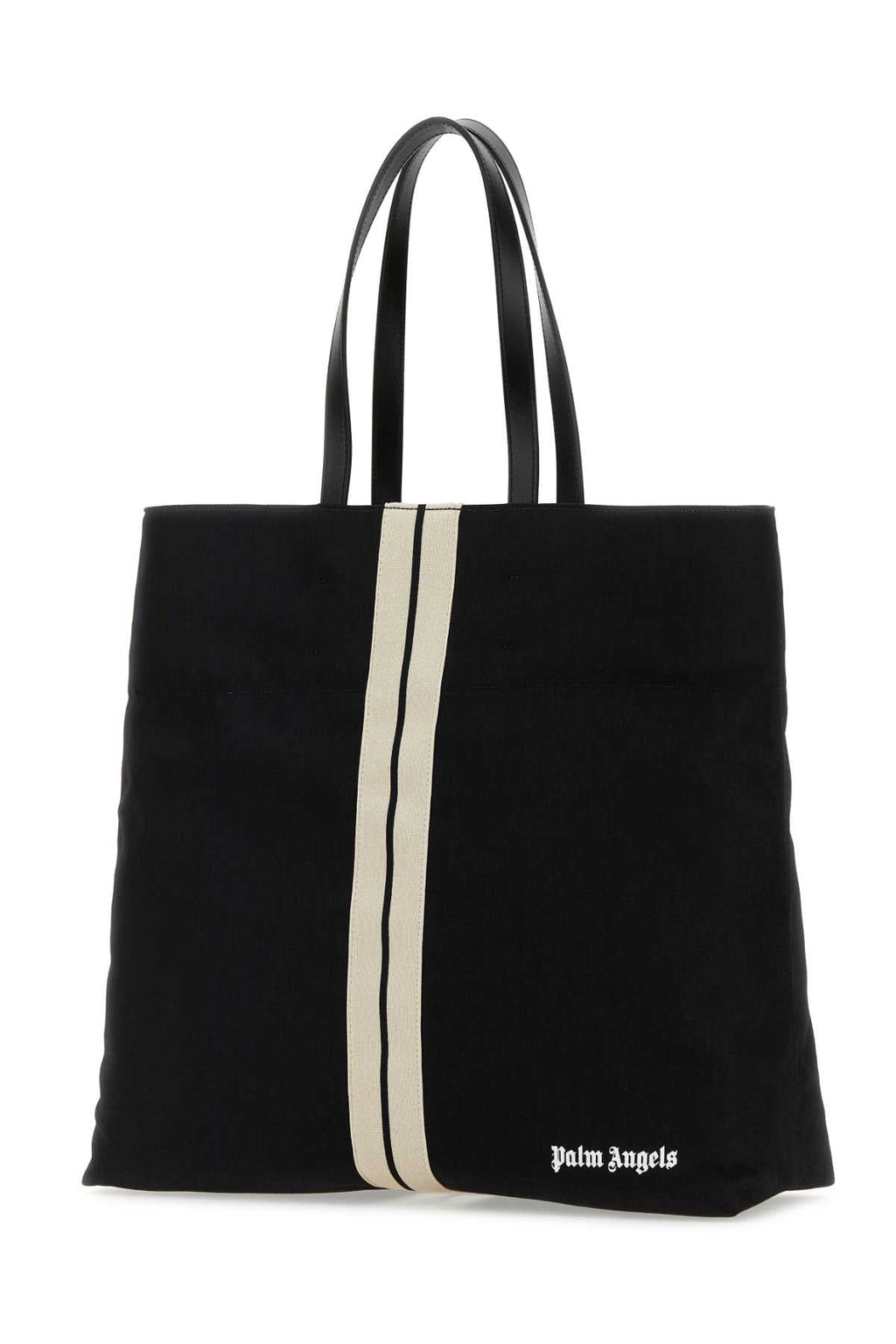 Palm Angels Men Black Canvas Shopping Bag