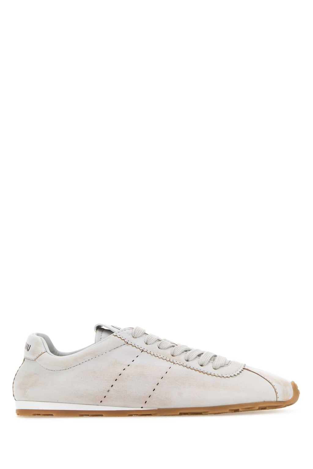 Miu Miu Women Chalk Nappa Leather Sneakers