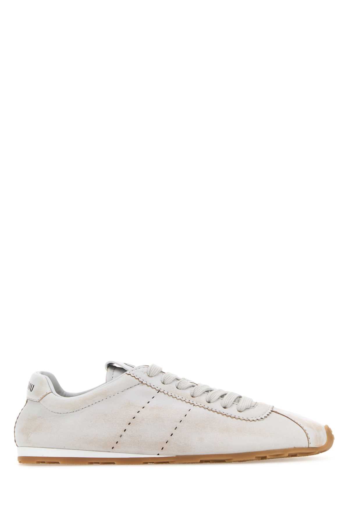 Miu Miu Women Chalk Nappa Leather Sneakers