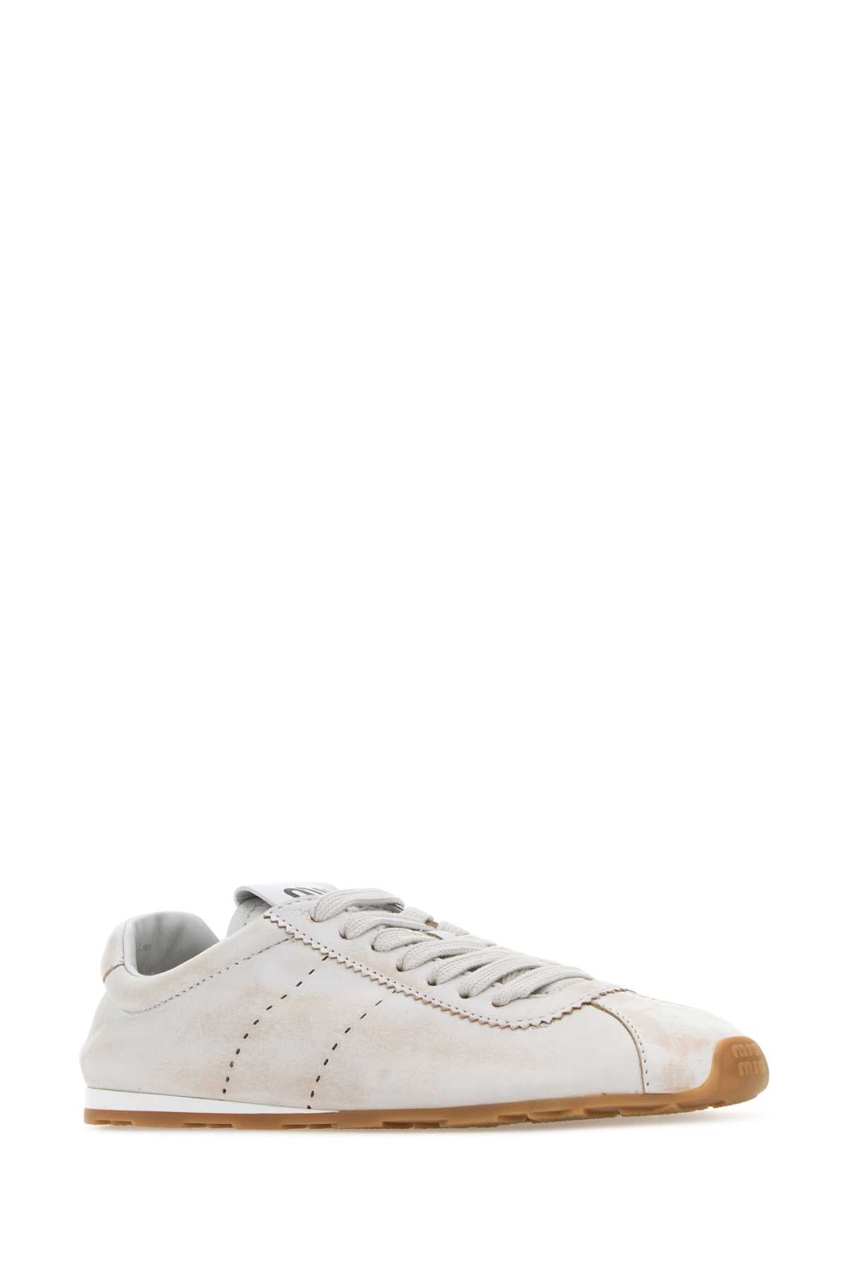 Miu Miu Women Chalk Nappa Leather Sneakers