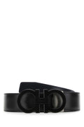 Salvatore Ferragamo Men Black Leather Reversibile Belt