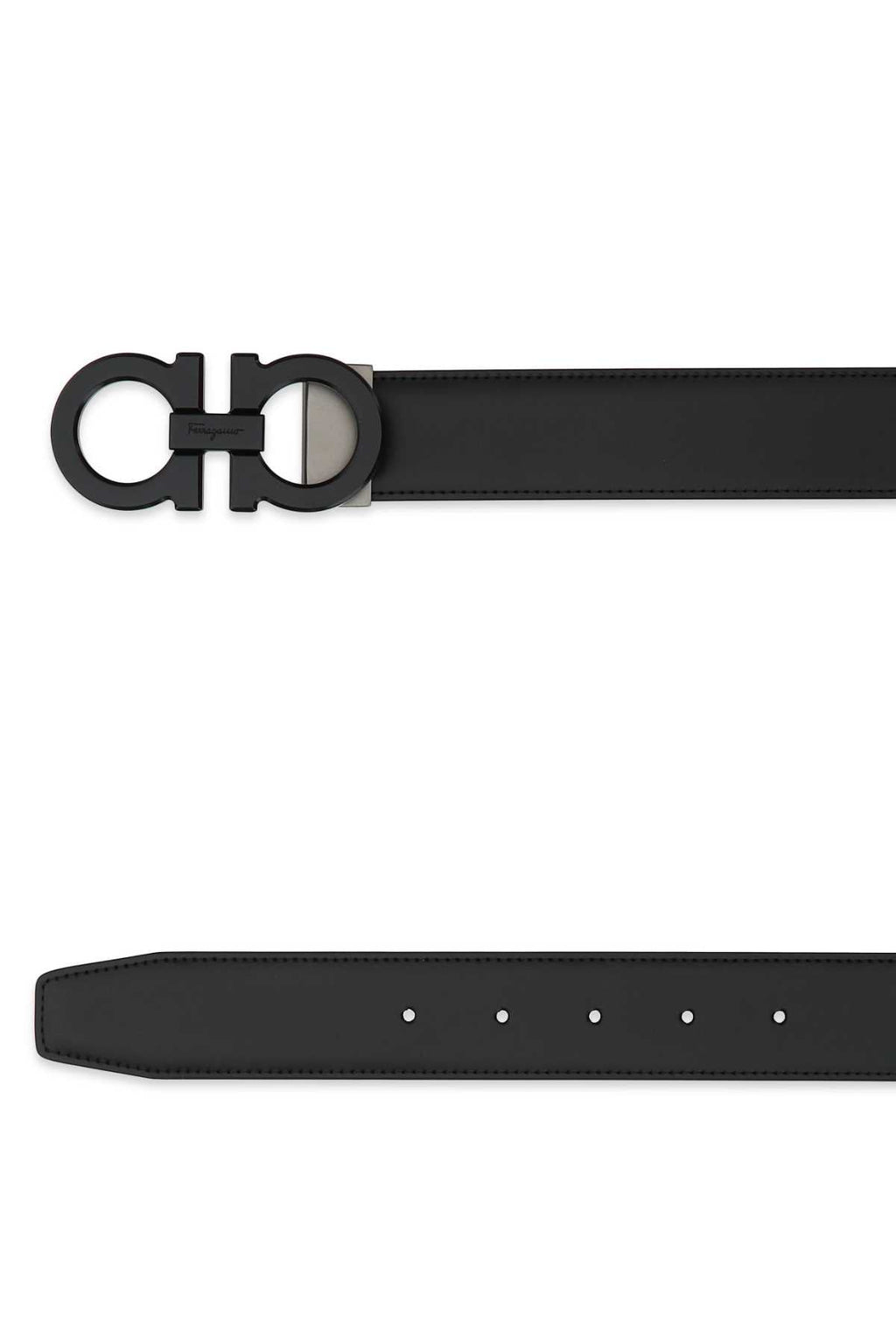 Salvatore Ferragamo Men Black Leather Reversibile Belt