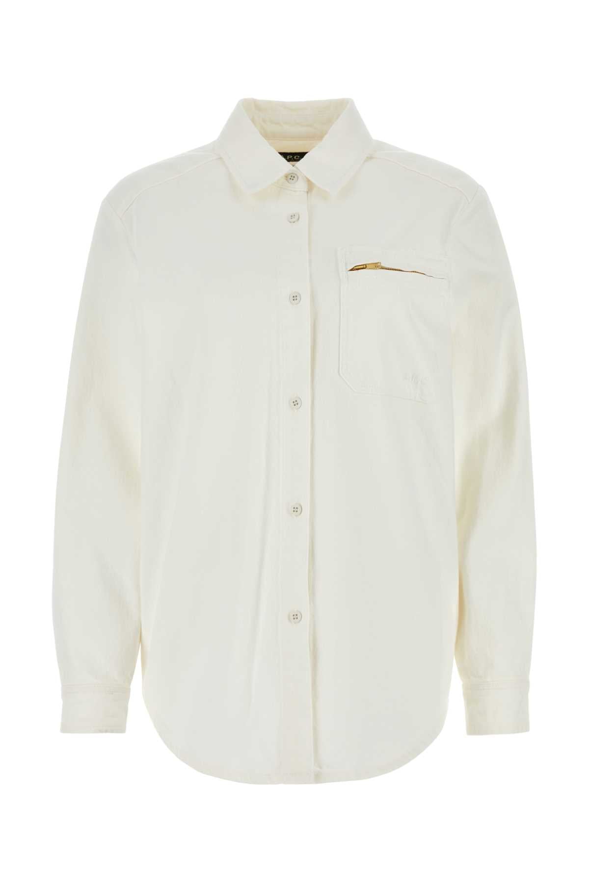 A.P.C. Women White Denim Tina Shirt