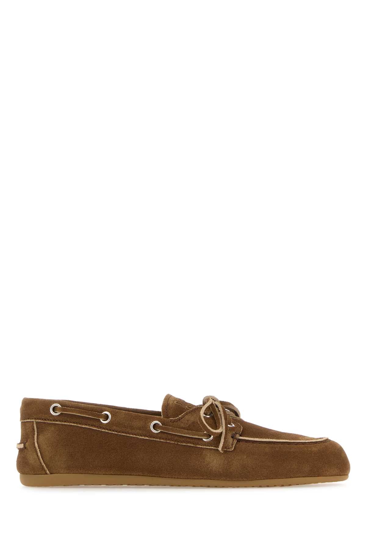 Miu Miu Women Camel Suede Loafers