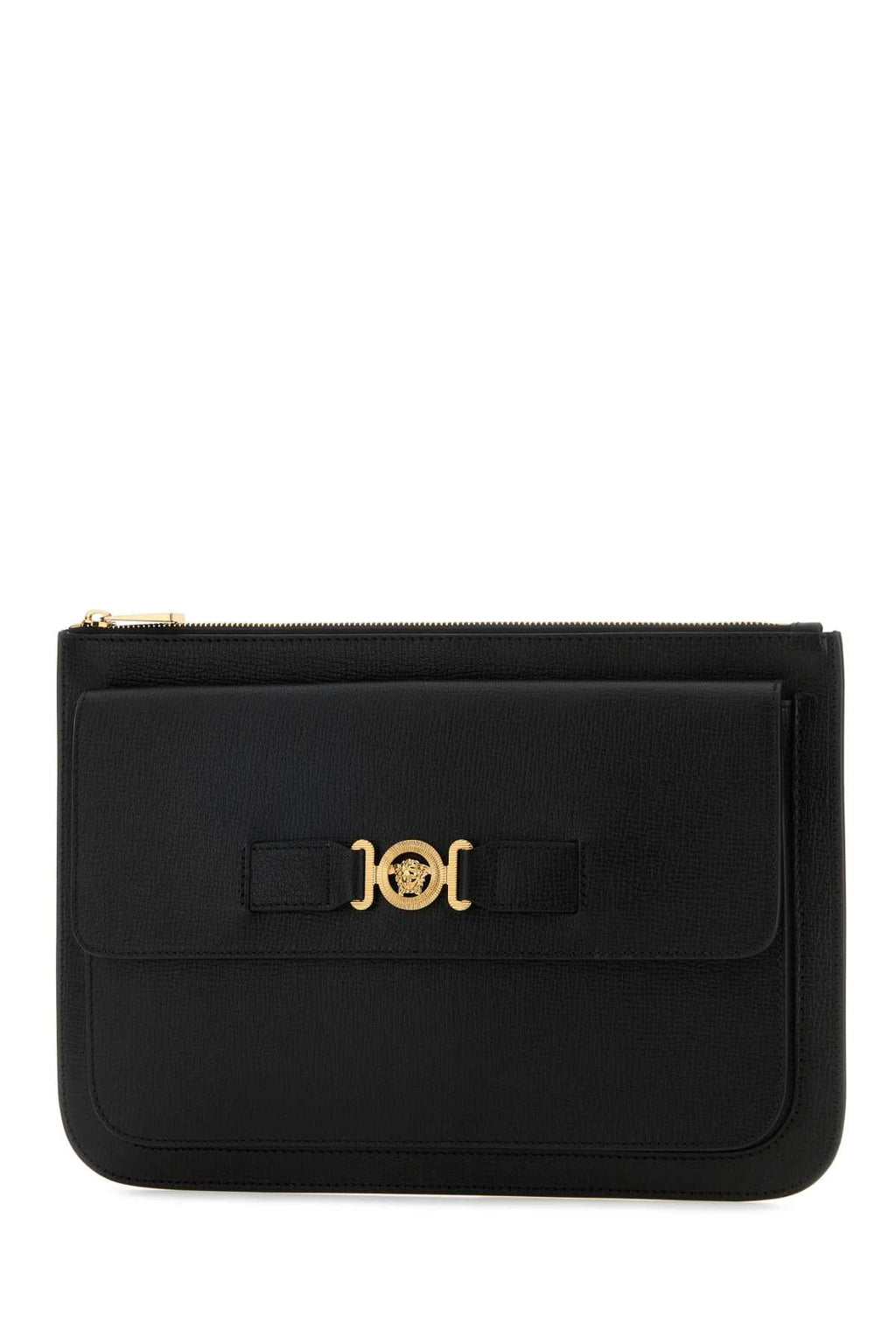 Versace Men Black Leather Large Medusa Biggie Clutch