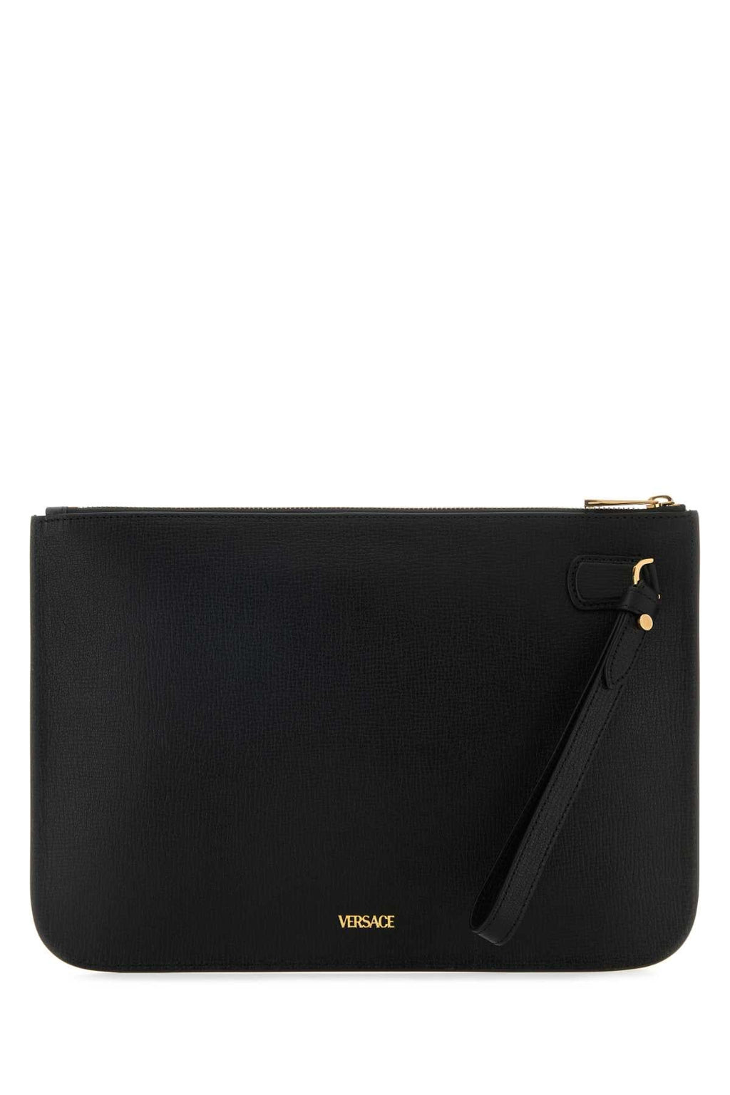 Versace Men Black Leather Large Medusa Biggie Clutch