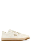 Prada Men Ivory Nappa Leather Downtown Sneakers