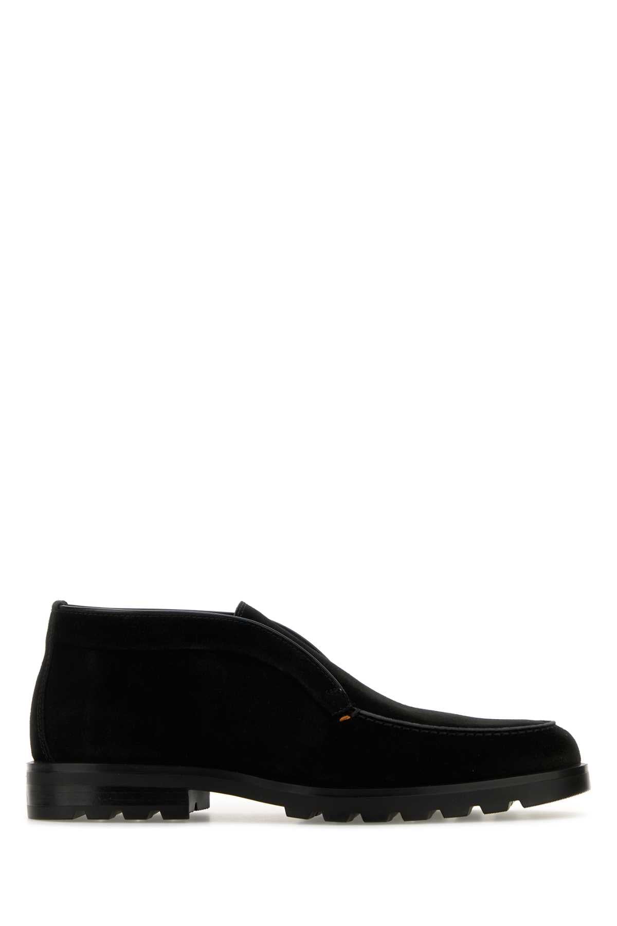 Santoni Men Black Suede Desert Slip-Ons