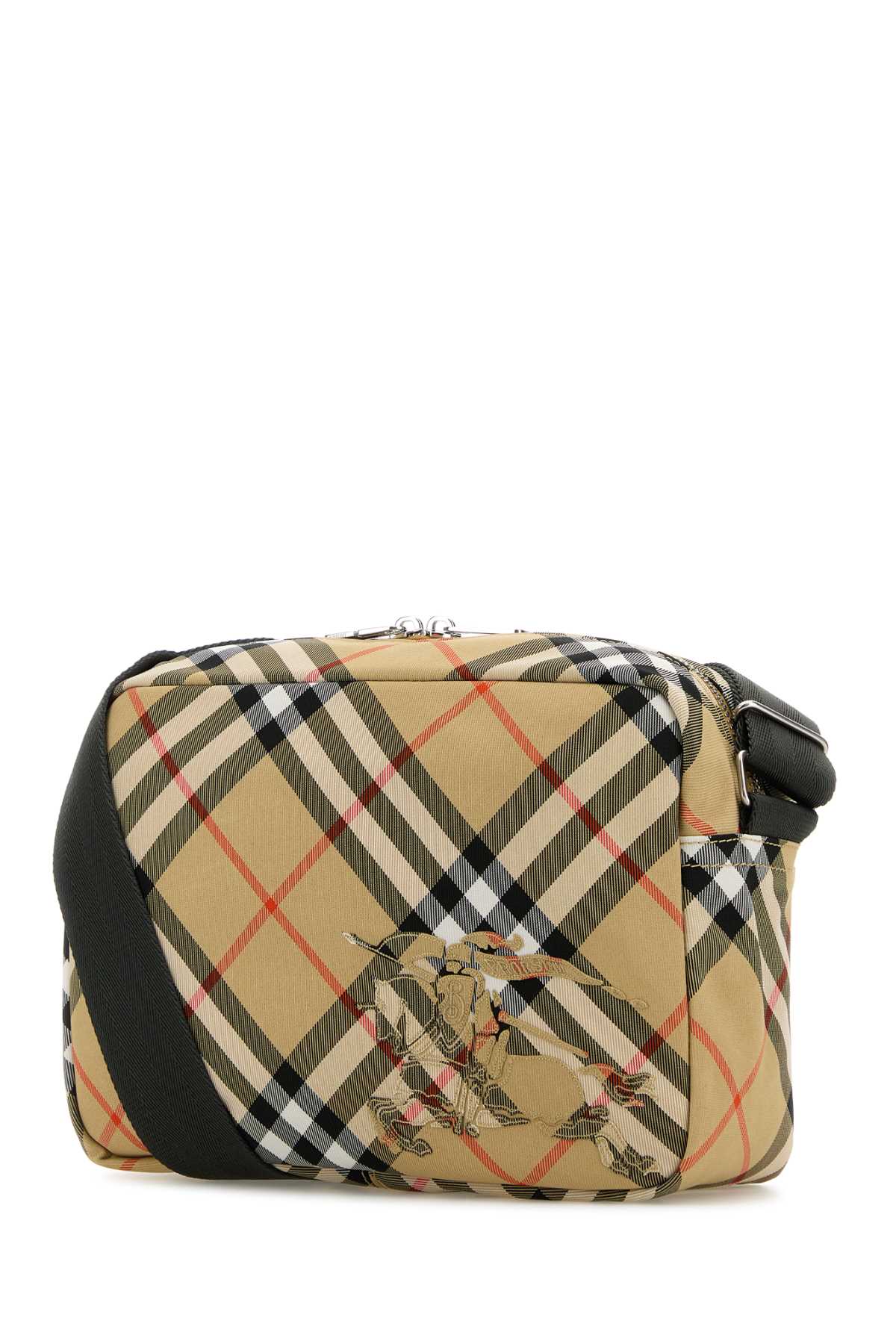 Burberry Men Embroidered Fabric Check Crossbody Bag