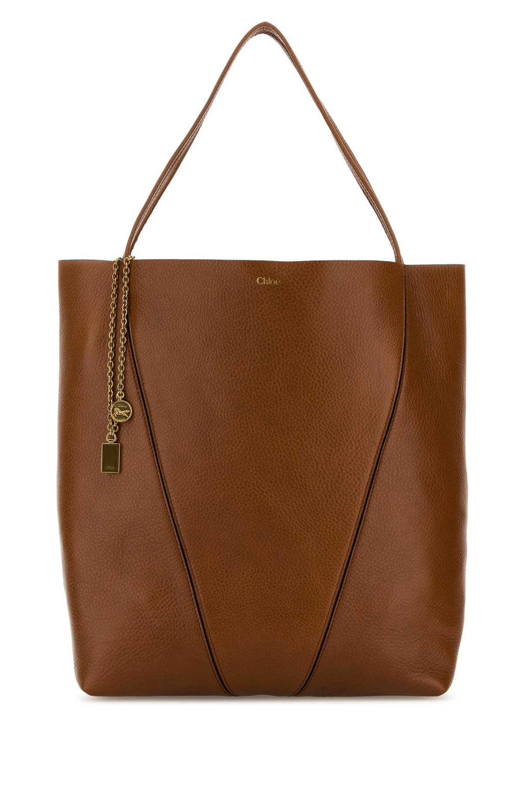 Chloe Women Caramel Leather Large Spin Shopping Bag