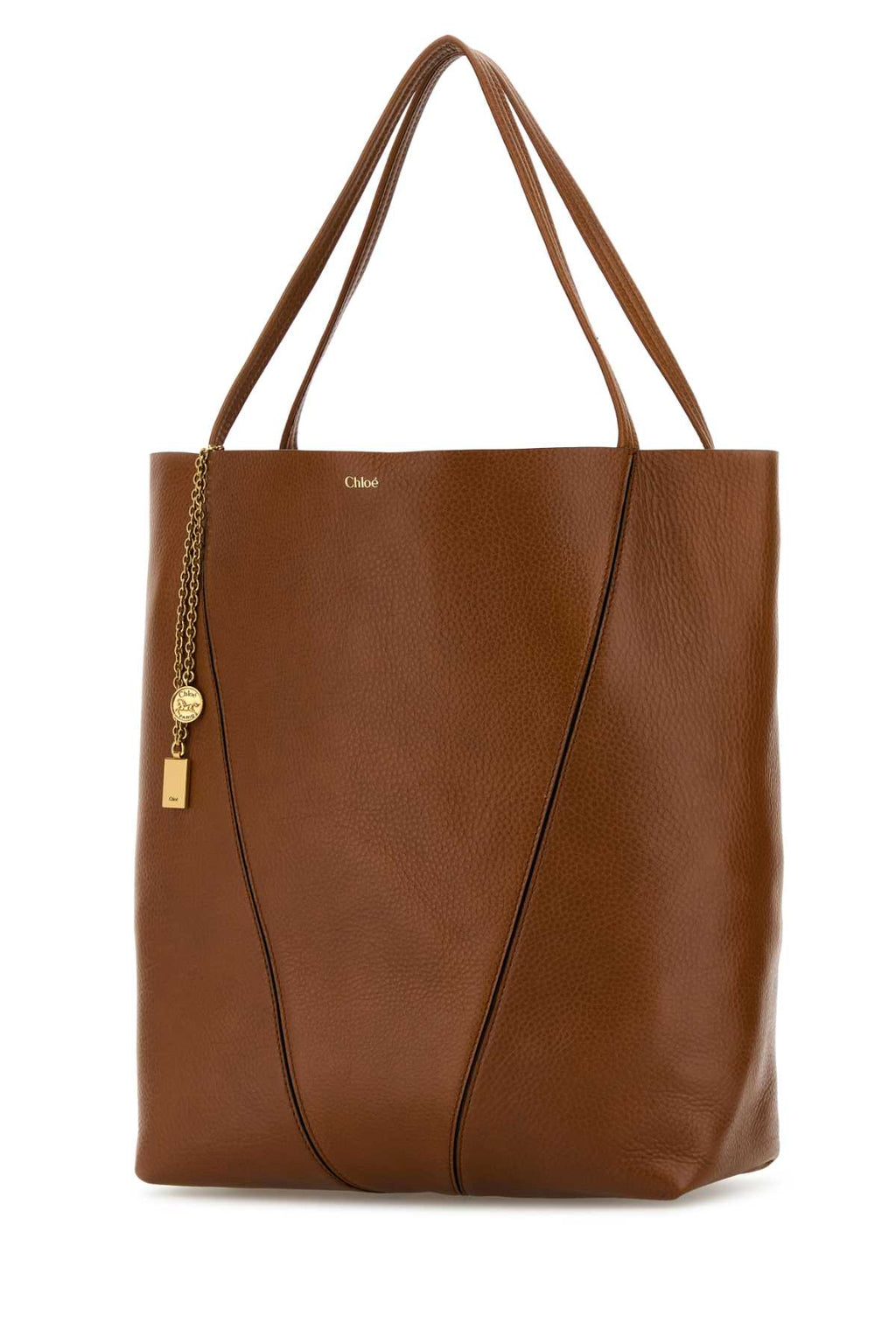 Chloe Women Caramel Leather Large Spin Shopping Bag