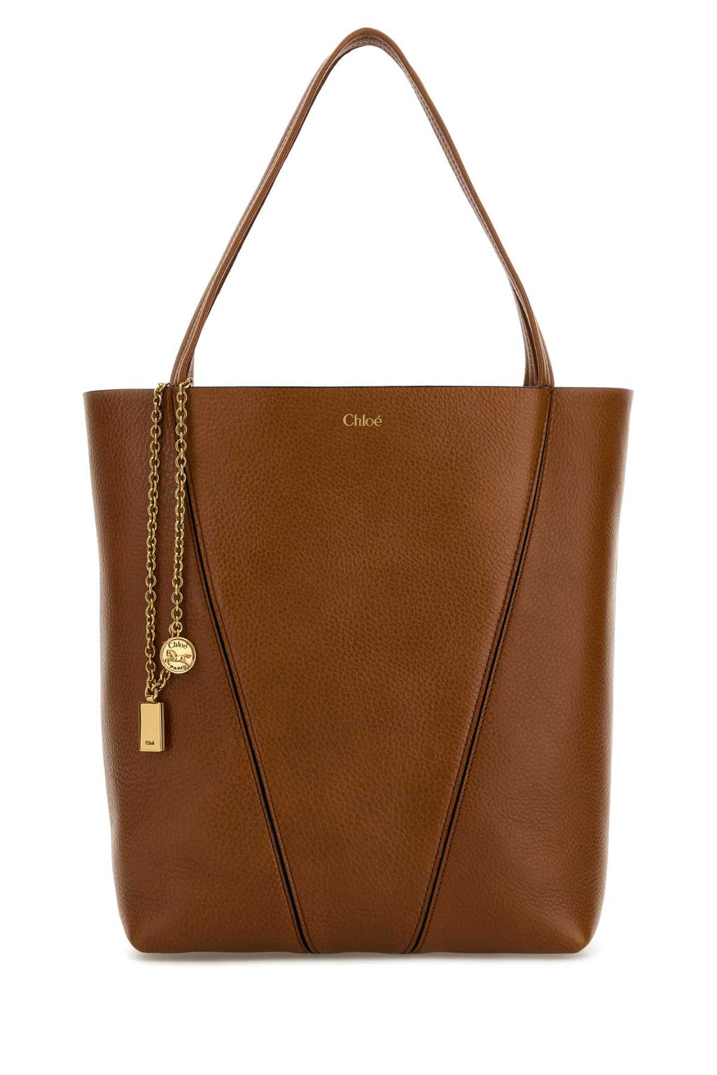 Chloe Women Caramel Leather Spin Shopping Bag