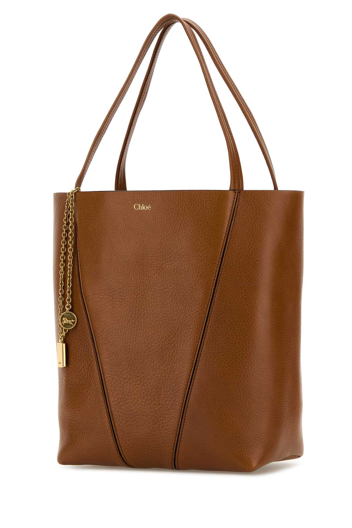 Chloe Women Caramel Leather Spin Shopping Bag