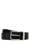 Bottega Veneta Men Black Leather Intreccio Loop Belt