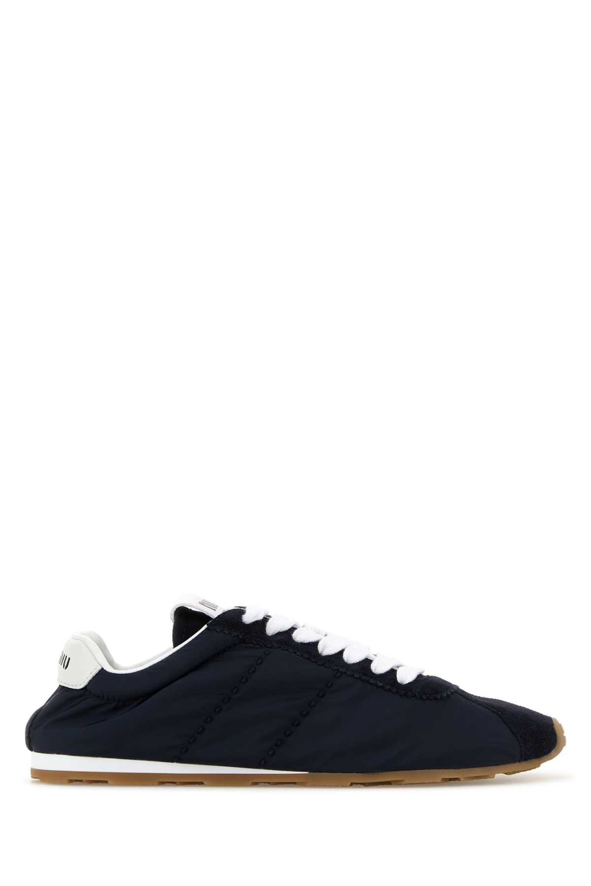 Miu Miu Women Navy Blue Fabric And Suede Sneakers