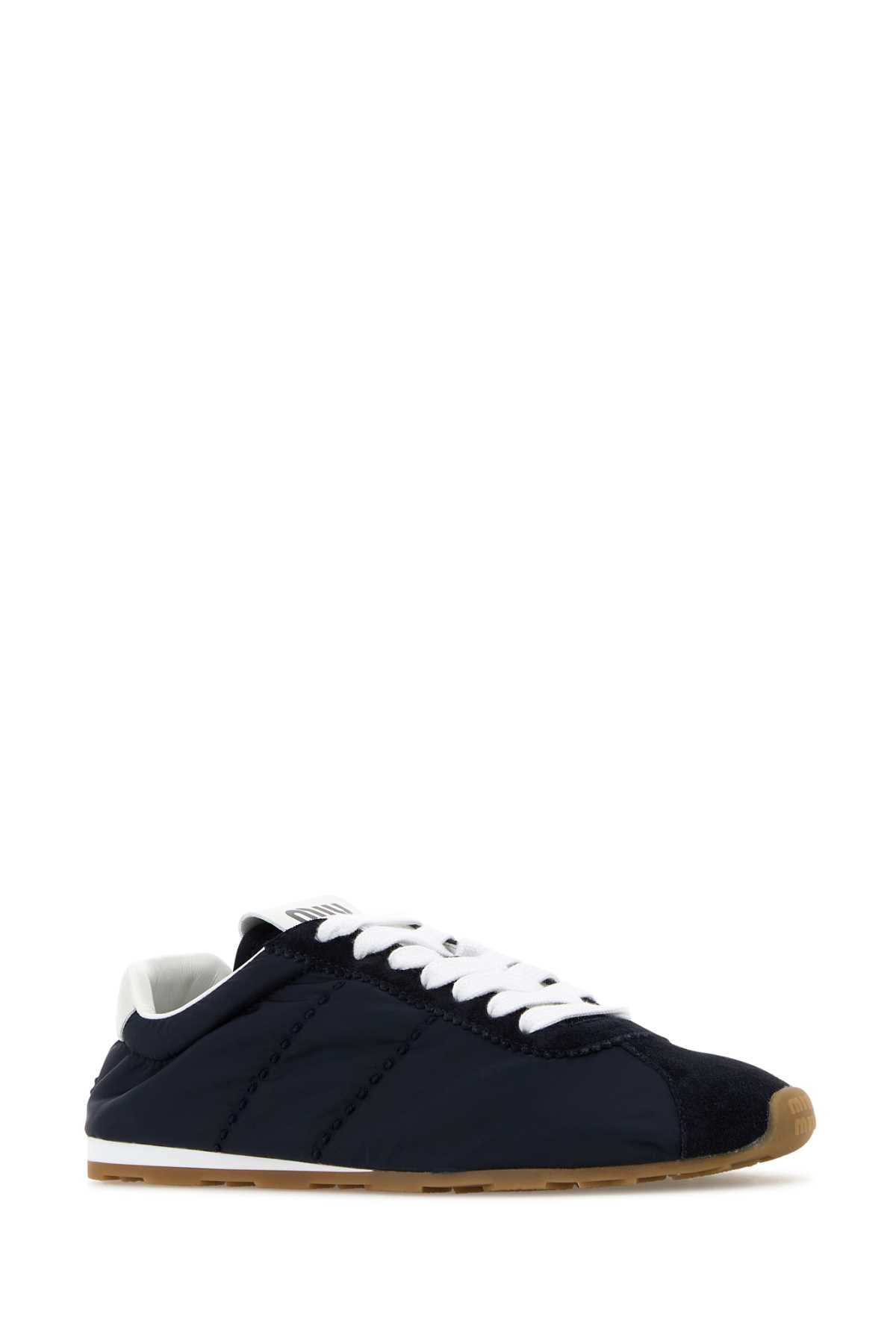 Miu Miu Women Navy Blue Fabric And Suede Sneakers