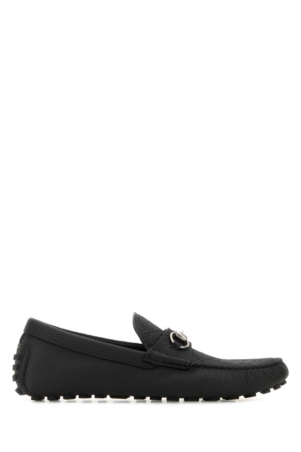 Gucci Men Black Leather Driver Loafers