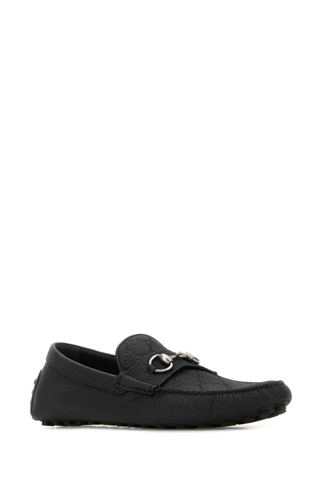 Gucci Men Black Leather Driver Loafers