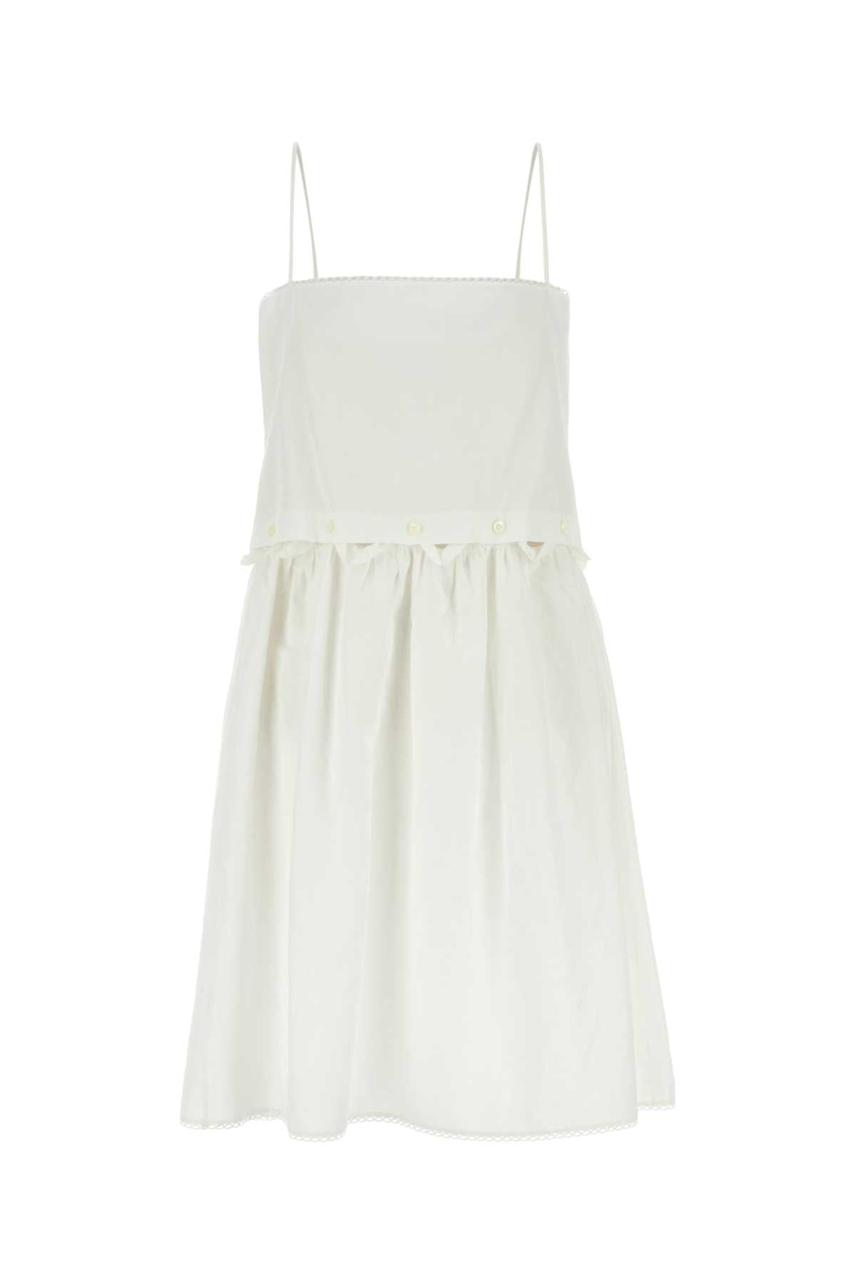Miu Miu Women White Poplin Mini Dress