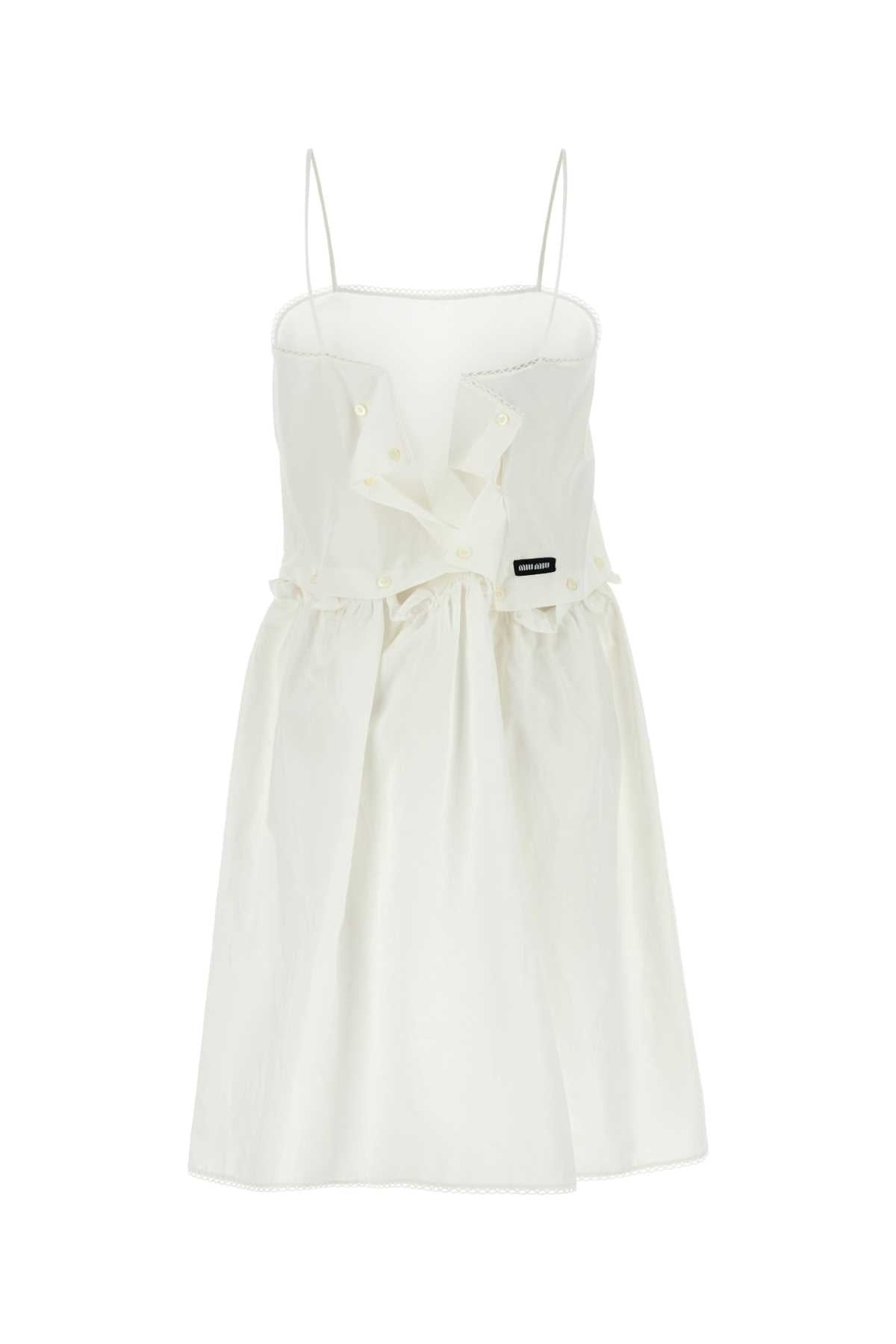 Miu Miu Women White Poplin Mini Dress