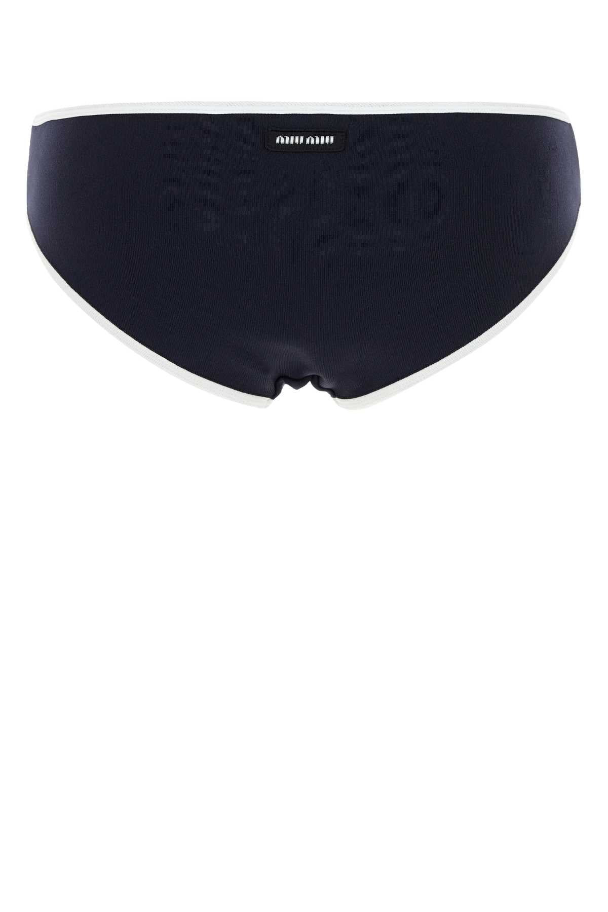 Miu Miu Women Midnight Blue Stretch Nylon Bikini Bottom