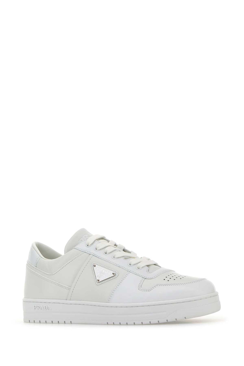 Prada Men White Leather Downtown Sneakers