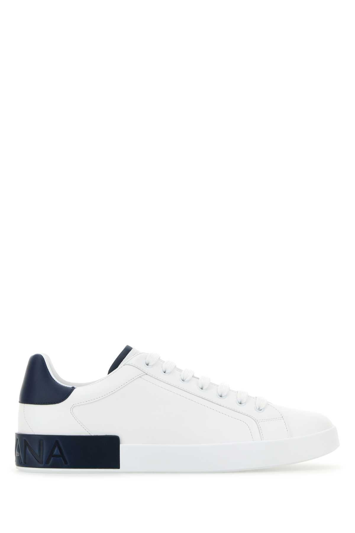 Dolce & Gabbana Men White Leather Portofino Sneakers