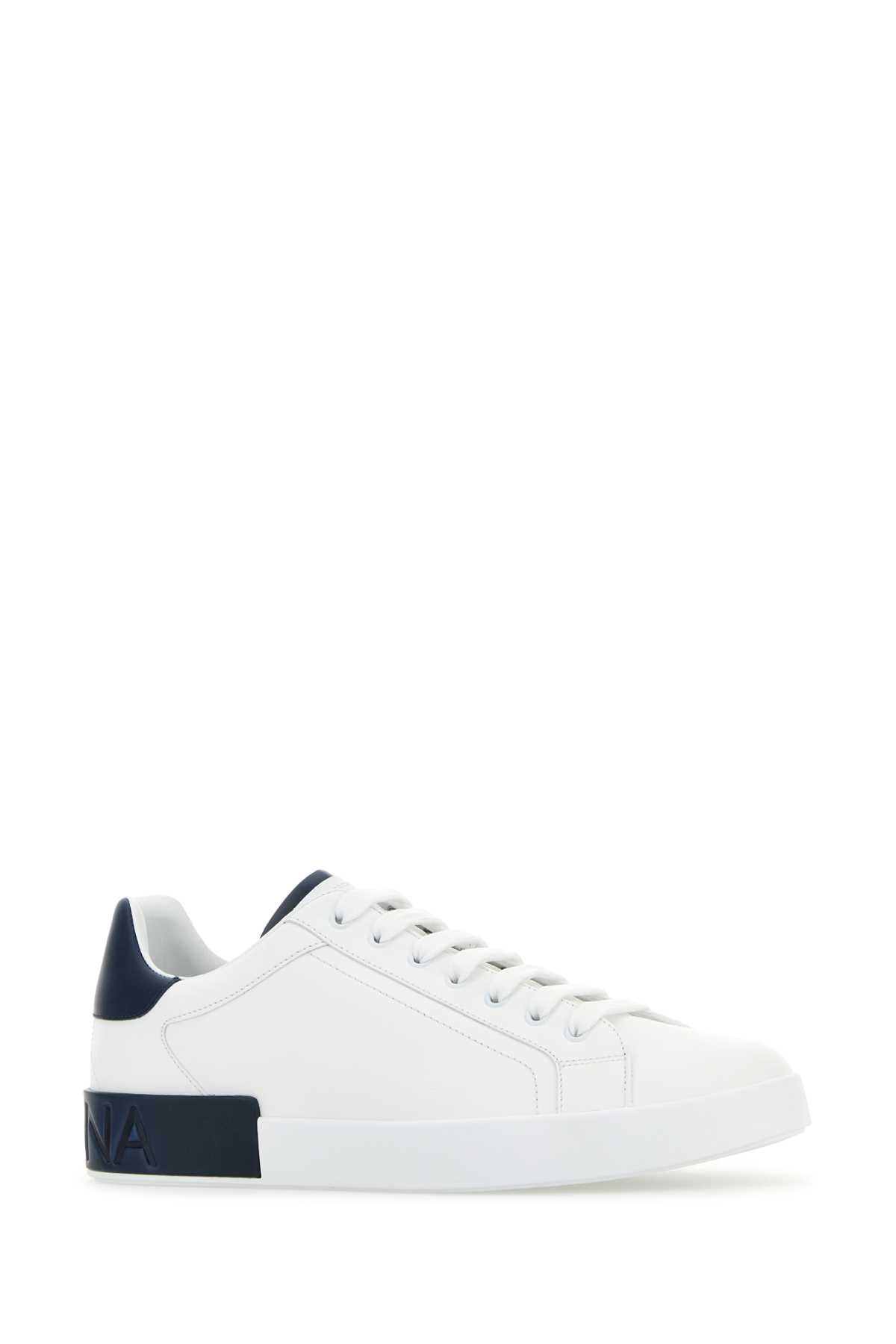 Dolce & Gabbana Men White Leather Portofino Sneakers
