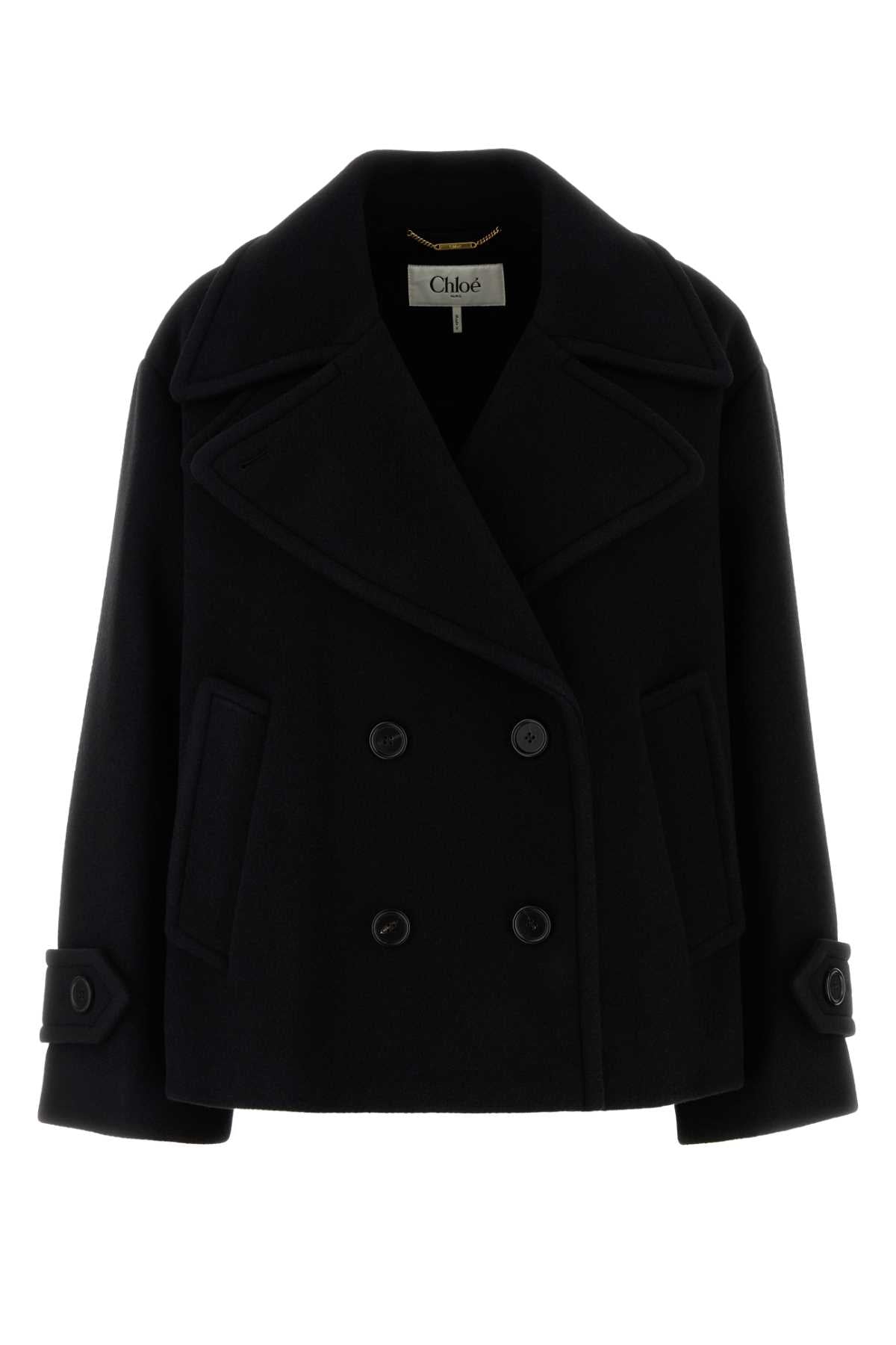 Chloe Women Black Wool Blend Coat