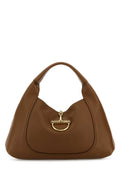 Gucci Women Brown Leather Large Gucci Softbit Shoulder Bag