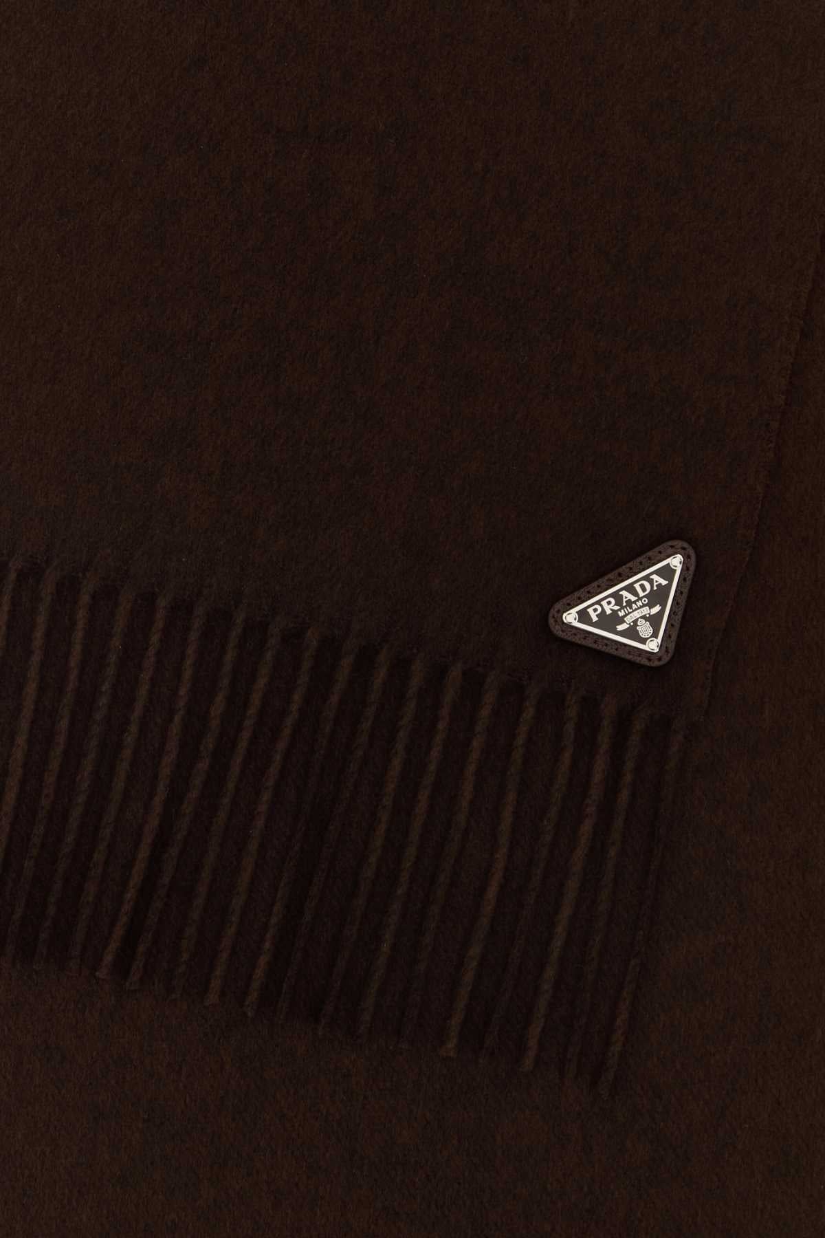 Prada Men Chocolate Silk Blend Scarf