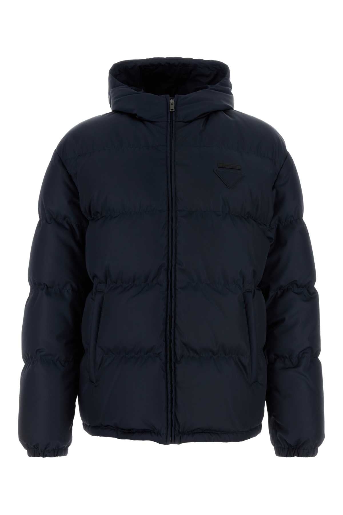 Prada Men Navy Blue Re-Nylon Down Jacket