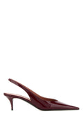 Amina Muaddi Women Burgundy Leather Anok Pumps