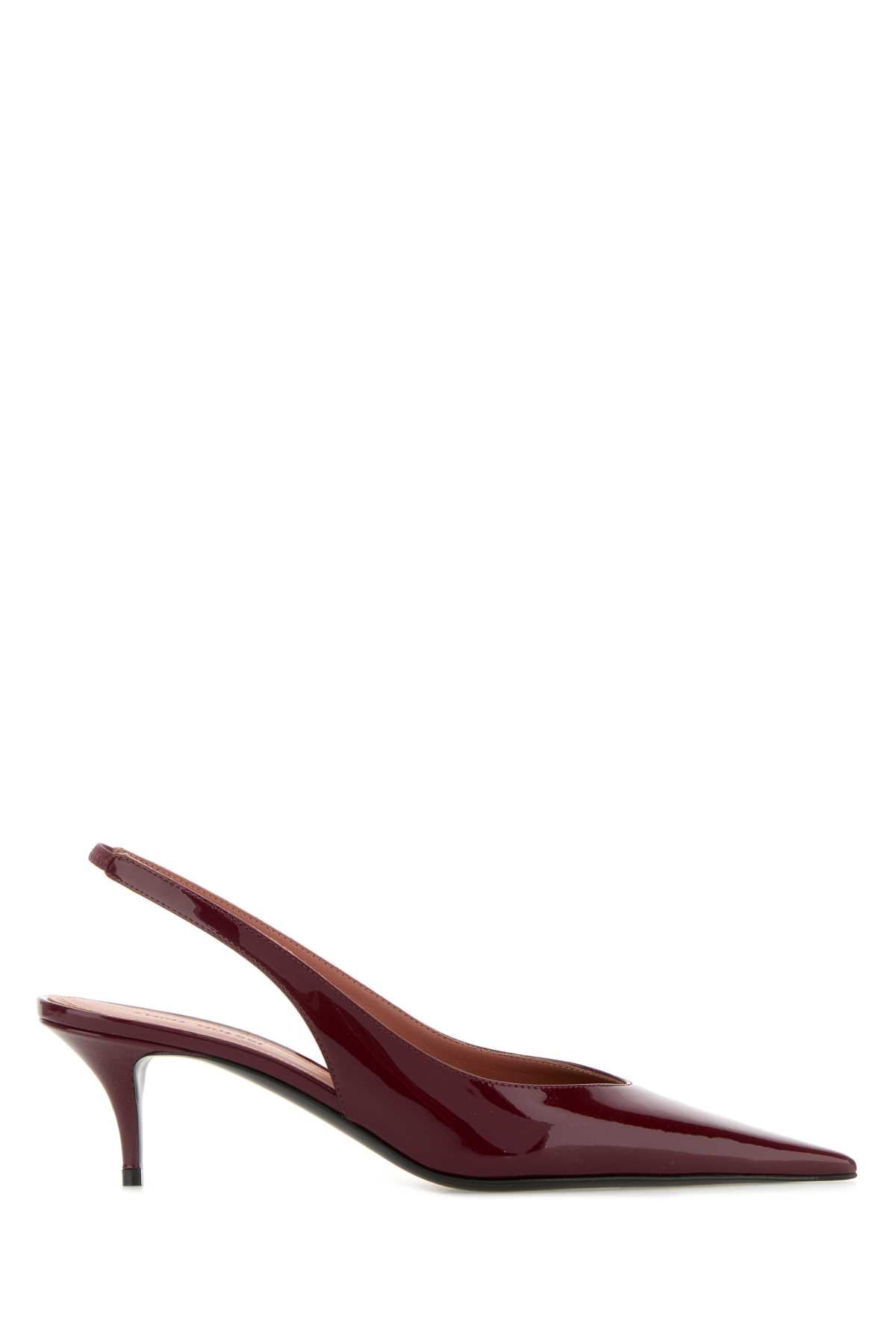 Amina Muaddi Women Burgundy Leather Anok Pumps