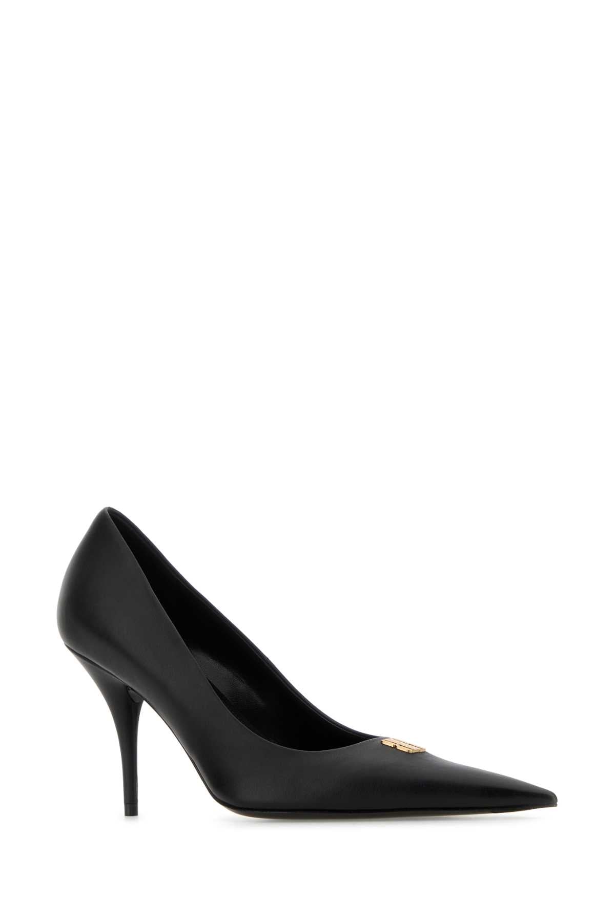 Balenciaga Women Black Leather Avenue Bb Editor 90 Pumps