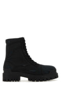 Balenciaga Men Slate Canvas Combat Strike Ankle Boots