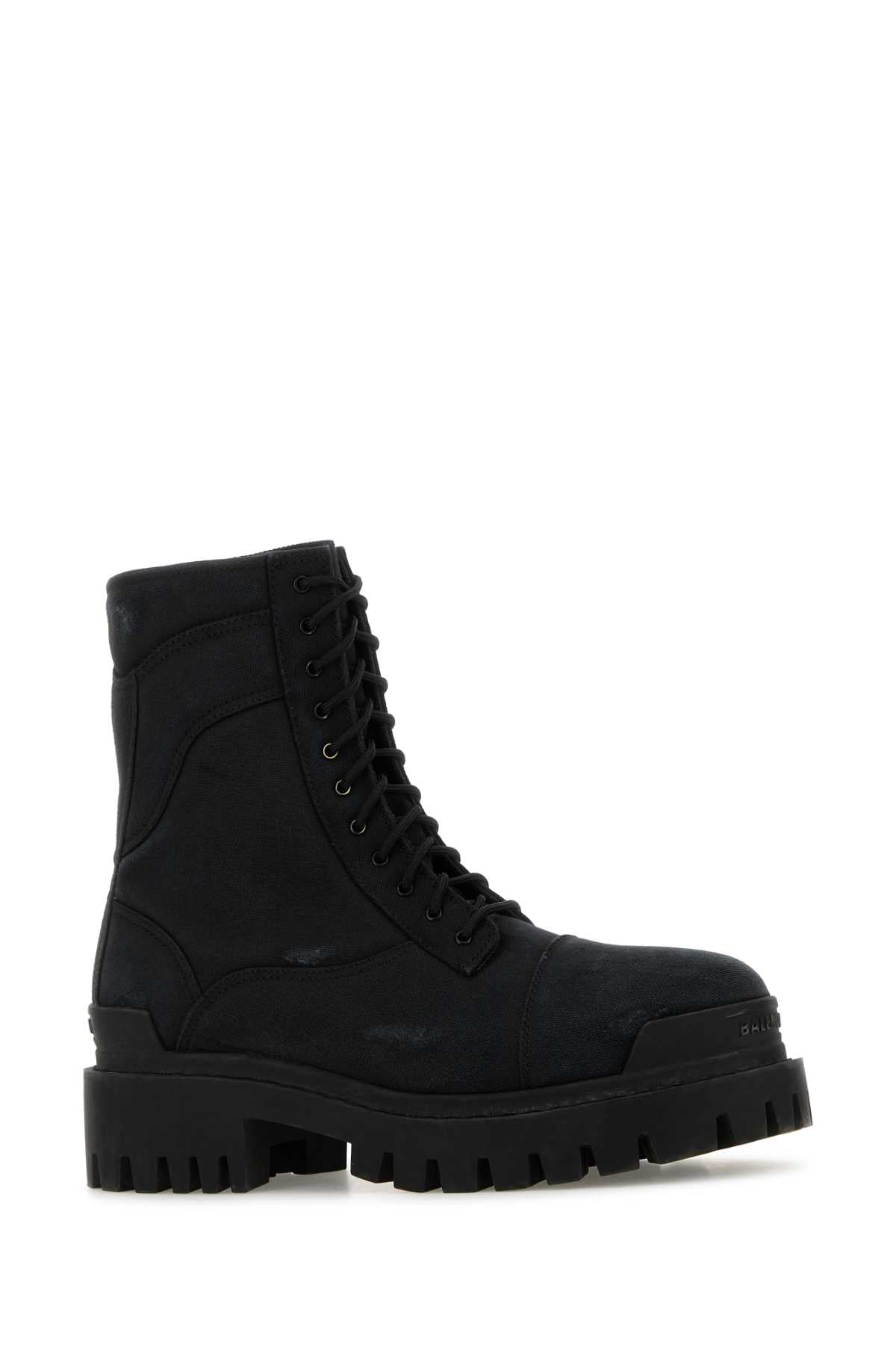 Balenciaga Men Slate Canvas Combat Strike Ankle Boots