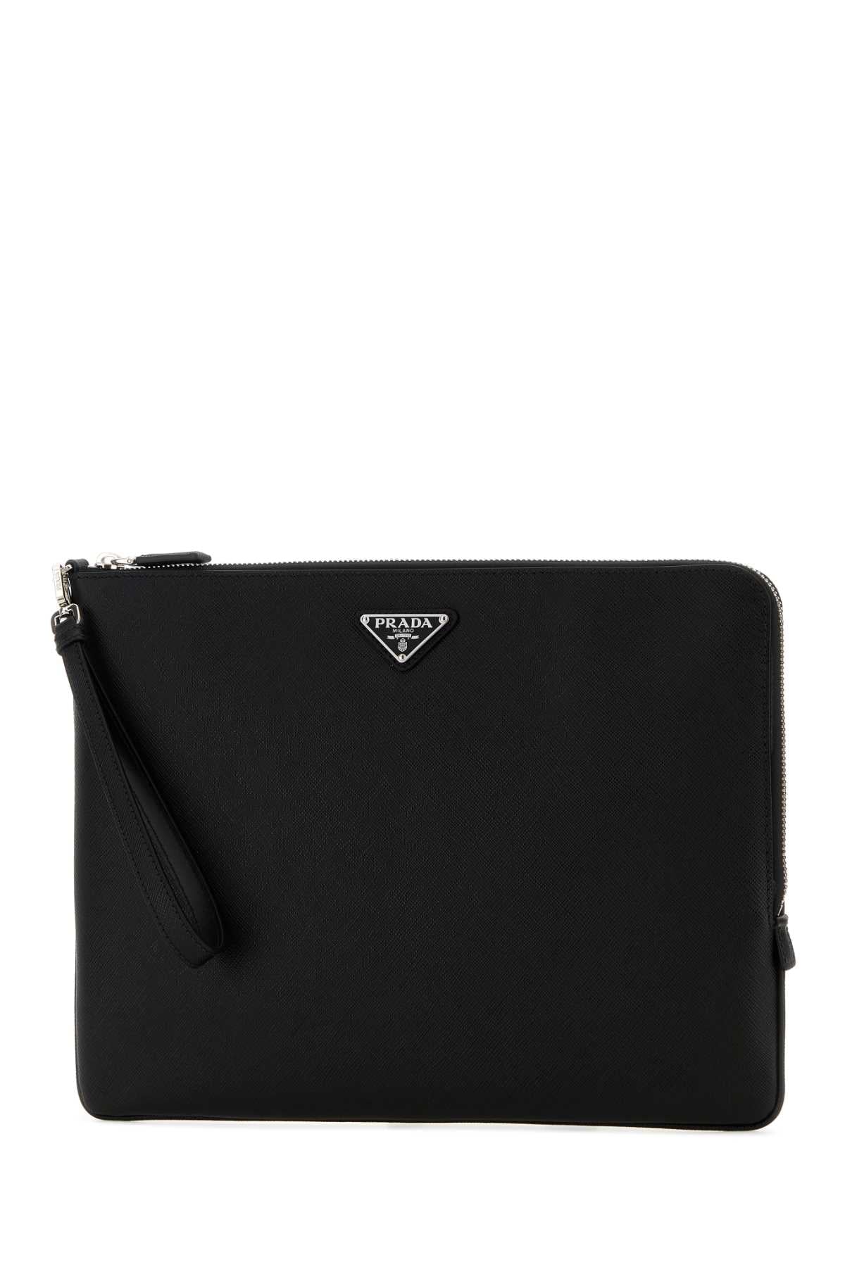 Prada Men Black Leather Clutch