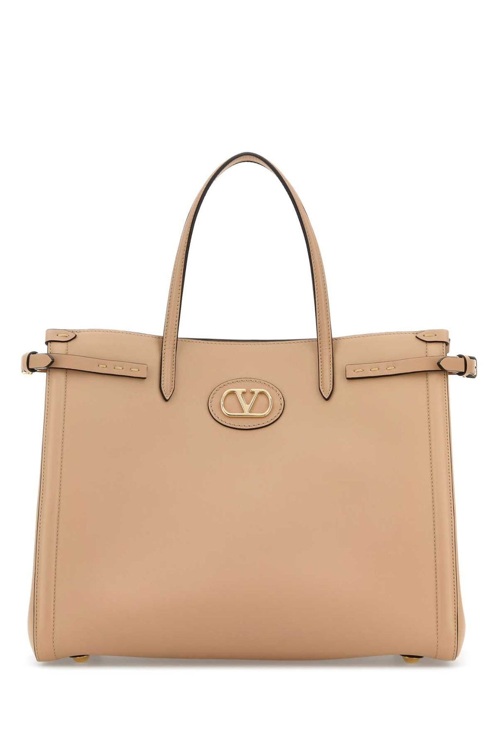 Valentino Garavani Women Beige Leather Vlogo Signature Shopping Bag