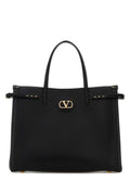 Valentino Garavani Women Black Leather Vlogo Signature Shopping Bag