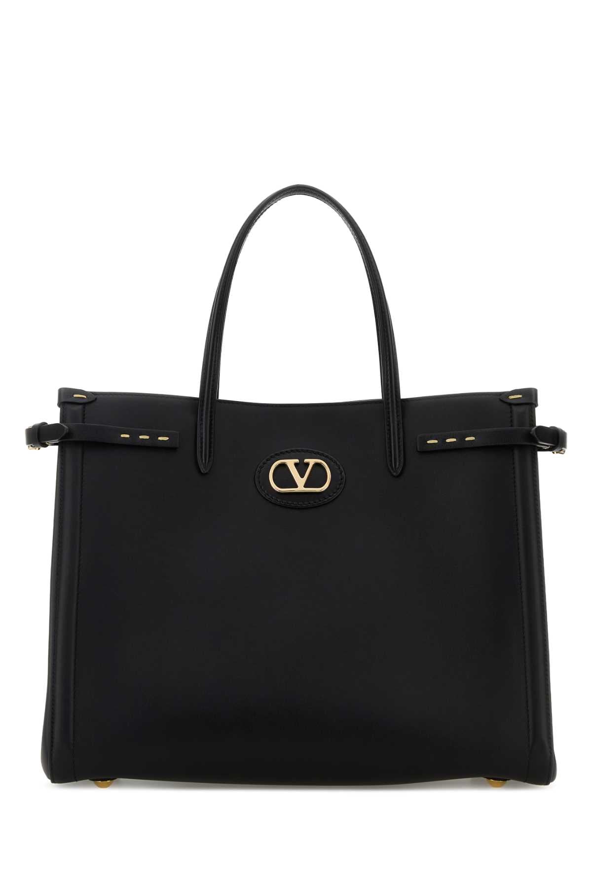 Valentino Garavani Women Black Leather Vlogo Signature Shopping Bag