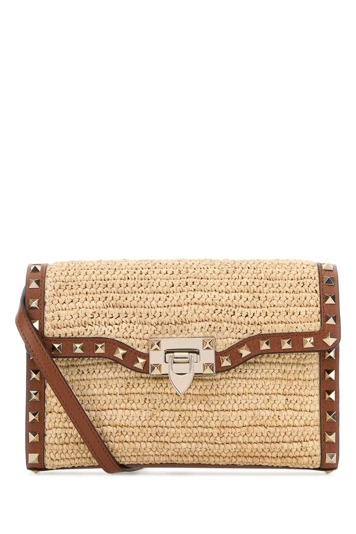 Valentino Garavani Women Raffia Rockstud Crossbody Bag