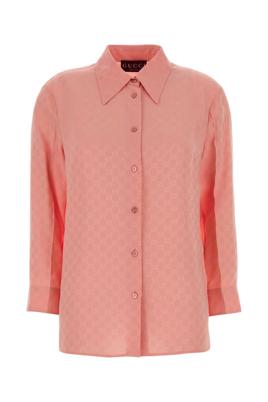 Gucci Women Pink Gg Silk Shirt