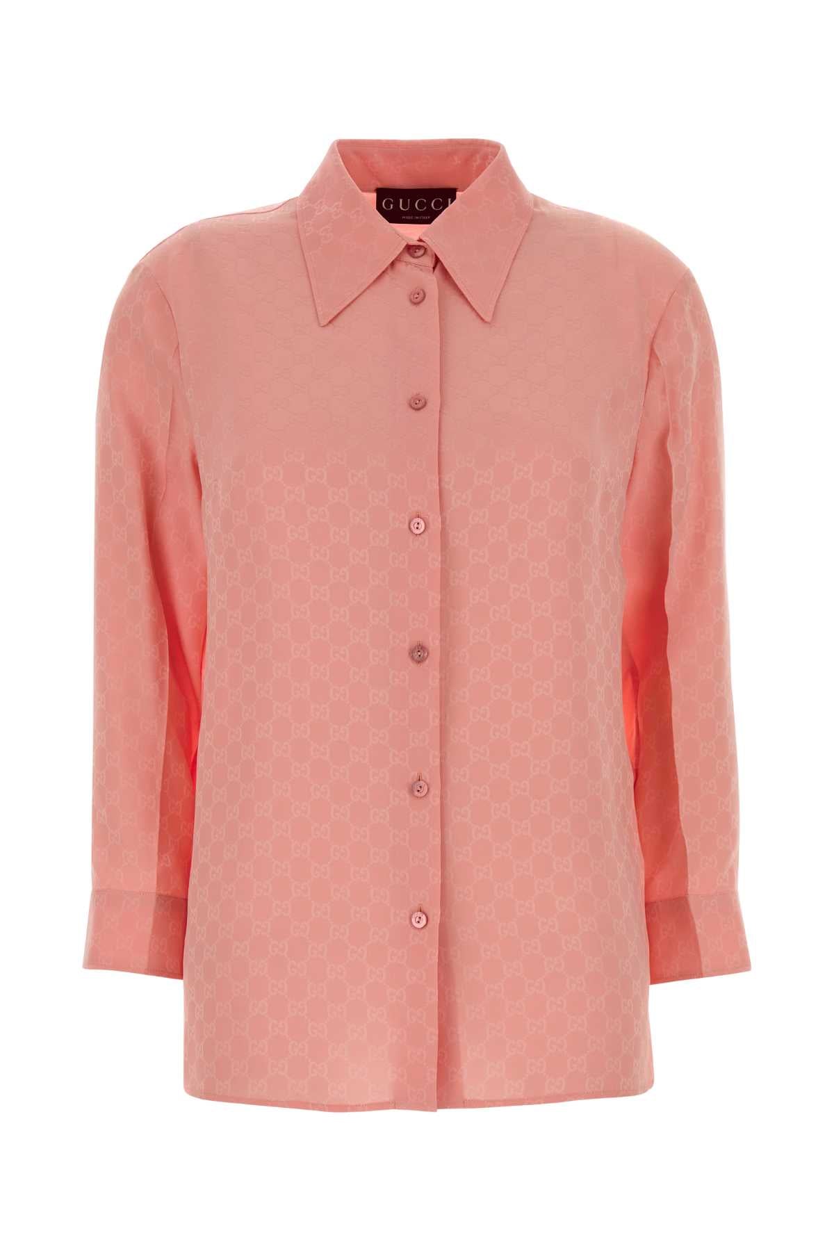 Gucci Women Pink Gg Silk Shirt
