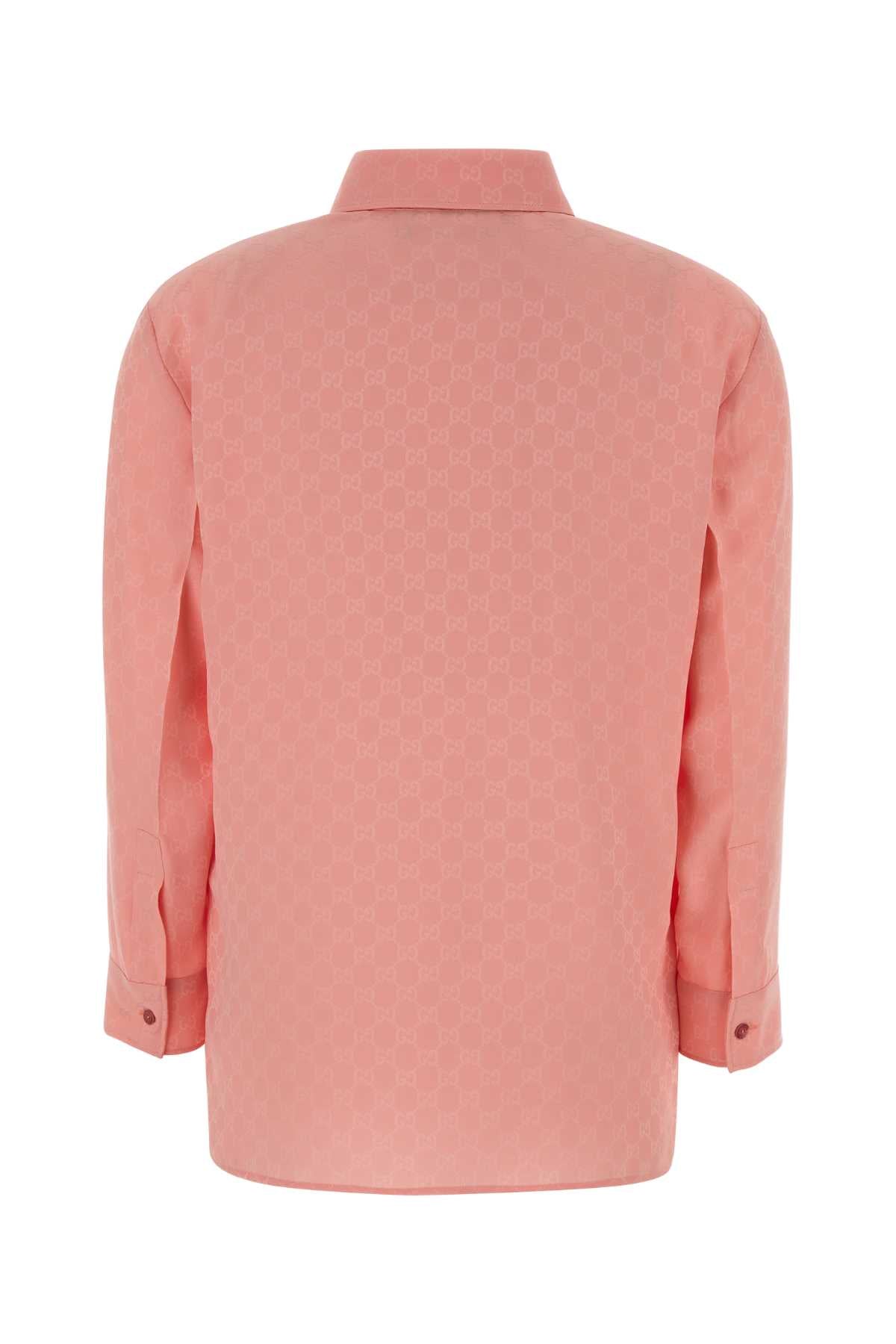 Gucci Women Pink Gg Silk Shirt