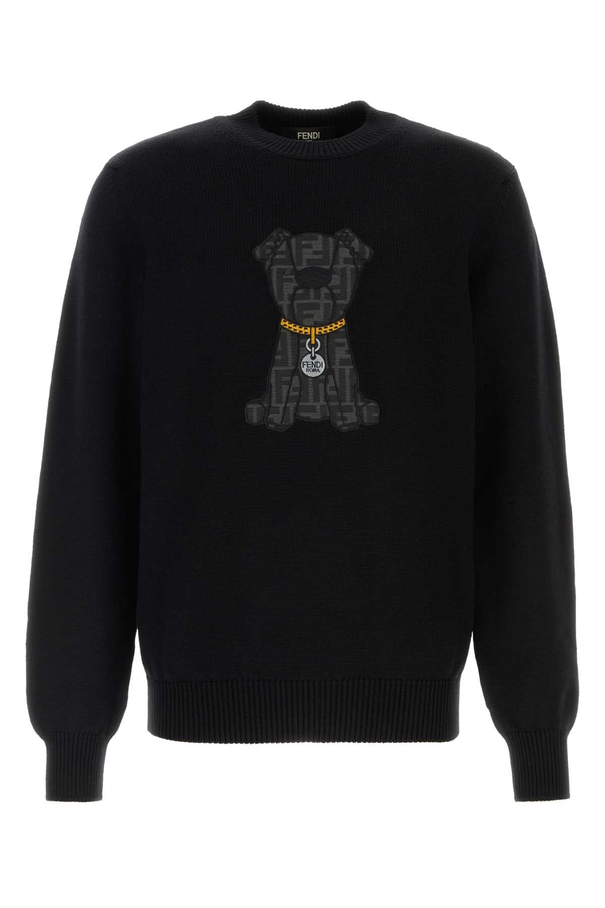 Fendi Men Black Wool Sweater